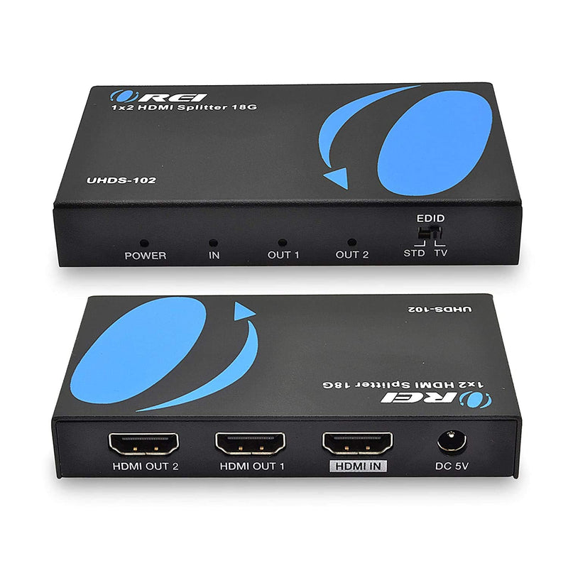  [AUSTRALIA] - OREI UltraHD 4K @ 60 Hz 1 X 2 HDMI Splitter 1 in 2 Out 2 Port 2: 8-Bit - HDMI 2.0, HDCP 2.0, 18 Gbps, EDID, Duplicate / Mirror 4K Screens - UHDS-102 1x2