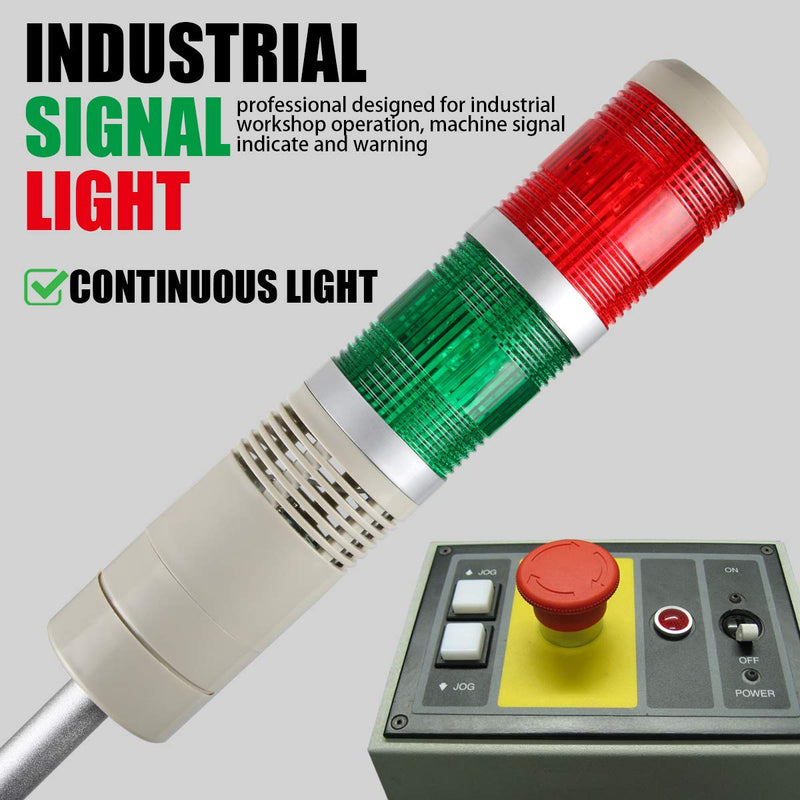  [AUSTRALIA] - LUBAN Industrial Signal Light, Column LED Alarm Tower Lamp Light Flash Indicator, 2-Layer Stack LED Warning Light with Buzzer for Safety (24V/Sound/Steady ON Light) 24V with Buzzer