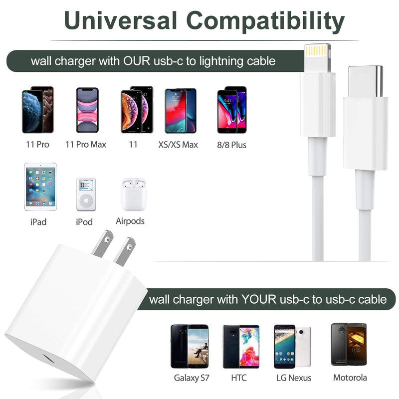  [AUSTRALIA] - iPhone 13 Charger, 20W USB C Fast Wall Charger with 5FT USB-C to Lightning Cable, PD Quick Charging Power Adapter Cable Block Plug Compatible with iPhone13 12 11 Pro Max SE X XS XR 8 Plus,iPad,AirPods