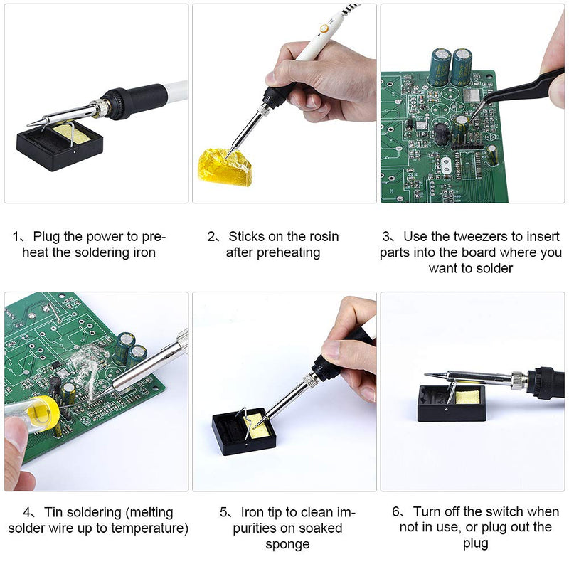  [AUSTRALIA] - Wmore Soldering Iron Kit Welding Tools, 110V 20W to 60W Adjustable Temperature Soldering Iron, 1xSolder Wire, 5xSoldering Tips, 1xSoldering Stand, Perfect for DIY Soldering Project