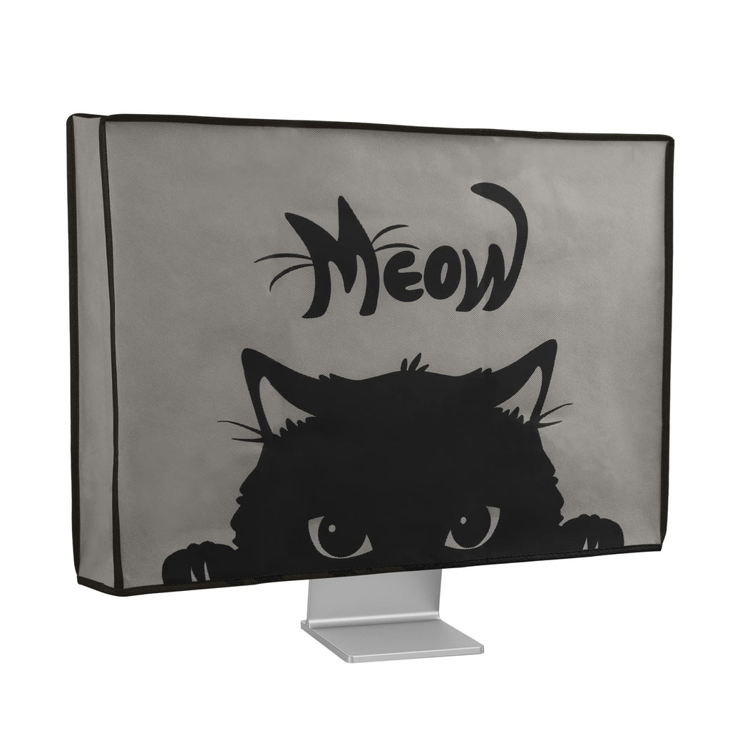  [AUSTRALIA] - kwmobile Computer Monitor Cover Compatible with 27-28" monitor - Meow Cat Grey / Black Meow Cat 22-01