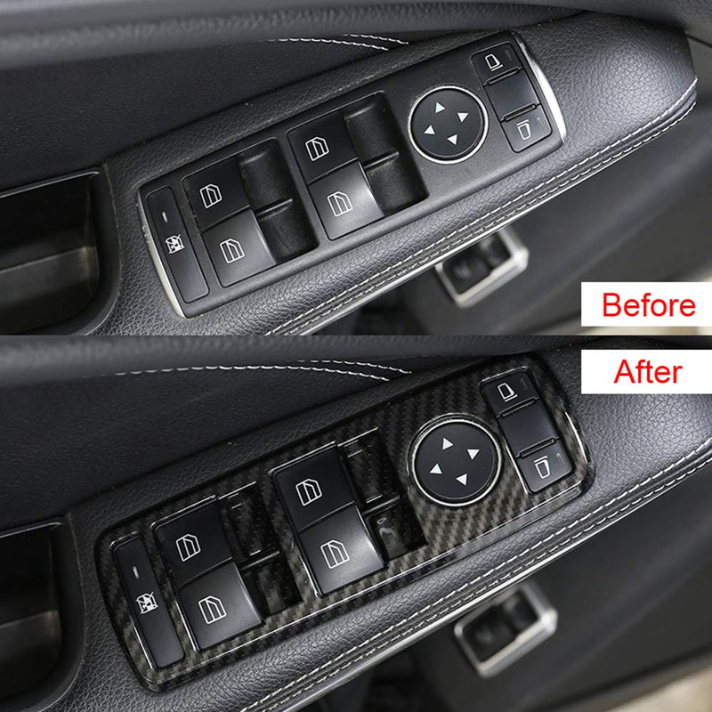 Carbon Fiber Car Door Window Control Covers Interior Door Window Lift Switch Button Cover Trim Fit for Mercedes Benz A/B/C/E/GLE/GLA/CLA/GLK/ML W212 W204 Accessories - LeoForward Australia