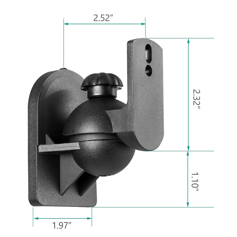  [AUSTRALIA] - WALI Speaker Wall Ceiling Mounts One Pair, Bookshelf Speaker Wall Mount Brackets, Surround Sound Speaker Mounts, Hold up to 7.7 lbs (SWM202), Black 2 Pack