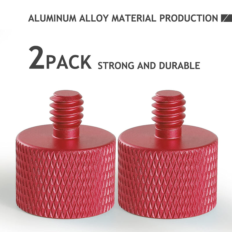  [AUSTRALIA] - Frgyee Mic Screw Adapter, Thread Adapter 5/8" Female to 1/4" Male for Mic Stand, Camera Monitor, Tripod, Microphone Holder 2 Pack (Red) Red