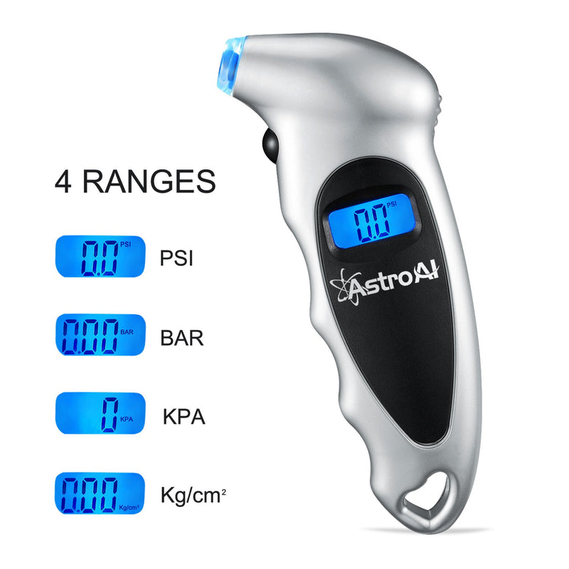 AstroAI ATG150 3 Pack Digital Tire Pressure Gauge 150 PSI 4 Settings for Car Truck Bicycle with Backlit LCD and Non-Slip Grip, Silver - LeoForward Australia