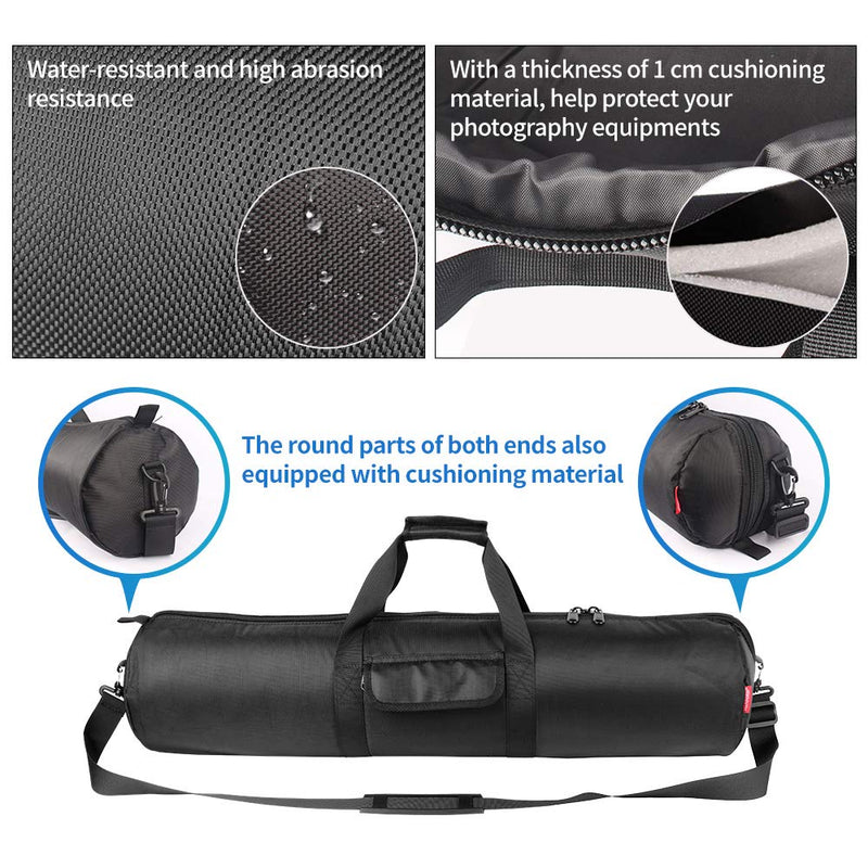 Hemmotop Tripod Carrying Case Bag 26x7x7in/65x18x18cm Heavy Duty with Storage Bag and Shoulder Strap Padded Carrying Bag for Light Stands, Boom Stand and Tripod 65CM - LeoForward Australia