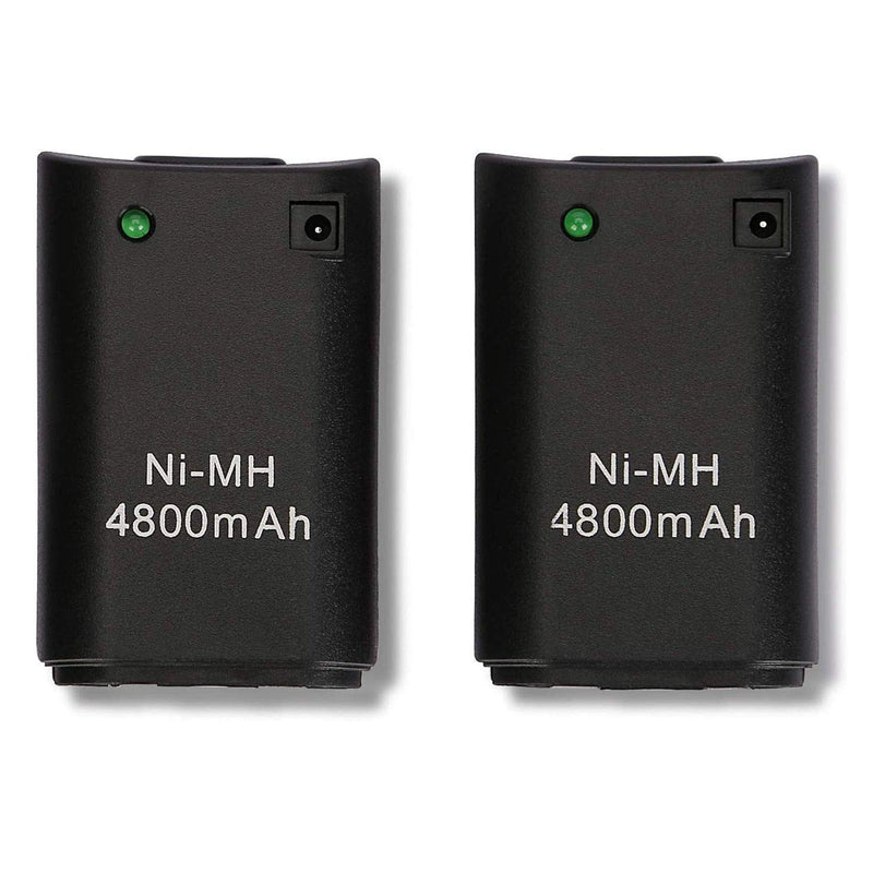  [AUSTRALIA] - CICMOD Battery Pack for Xbox 360 Remote Controller 2pcs 4800mAh Ni-MH Rechargeable Batteries USB Cable Black