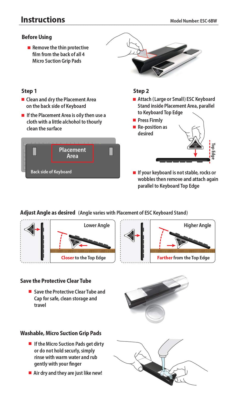 ESC Computer Keyboard and Laptop Stand, Variable Ergonomic Angles and Tilt, Two Sizes of Stands Included, Compatible with Most Keyboards, Repositionable Micro Grip Pads - LeoForward Australia