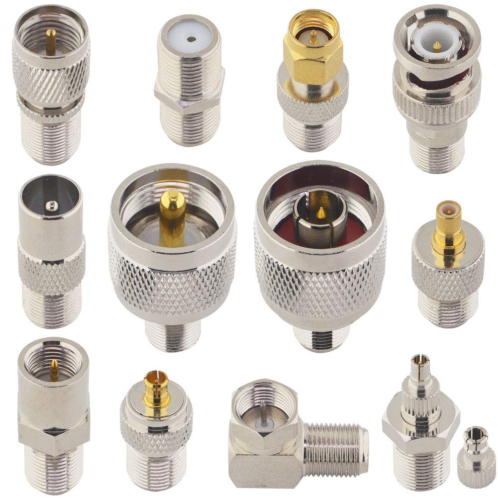  [AUSTRALIA] - BOOBRIE F Type Connector Kit 12-Pack F Female to SMA/SMB/BNC/UHF PL259/Mini UHF/N-Type/FME/TS9/CRC9/F-Type/TV/MCX F Type Female Adapter F Female to Male Coaxial Connector for TV WIFI Radio Antenna etc
