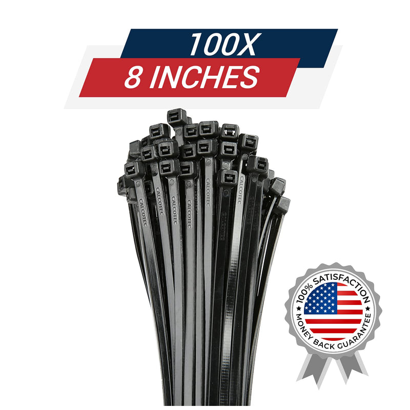  [AUSTRALIA] - 100 Black Zip Ties | Self-Locking Cable Ties | Ultra Strong 6.6 Nylon | 12" long / 0.2" wide