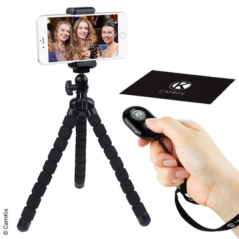  [AUSTRALIA] - Camkix Flexible Octopus Style Tripod and Bluetooth Remote Control Camera Shutter - Use for Video Calls, Online Meetings, Vlogs, Live Streaming, E-Learning - Take Photos and Videos Wirelessly