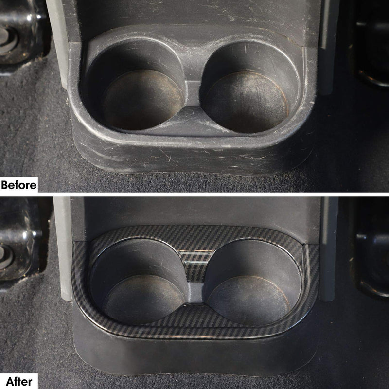  [AUSTRALIA] - RT-TCZ Rear Water Cup Holder Frame Cover ABS Trim Interior Accessories for 2007-2010 Jeep Wrangler JK & Unlimited Carbon Fiber