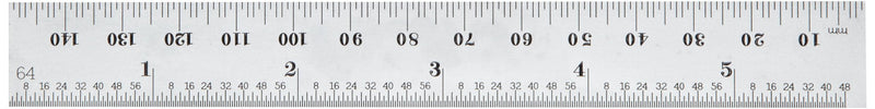 Starrett C636EM-6 Spring Tempered Steel Rule With Inch And Millimeter Graduations, 6" Length, 19mm Width, 1.2mm Thickness - LeoForward Australia