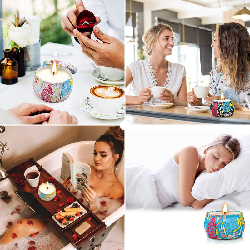  [AUSTRALIA] - Large Size Scented Candles Gifts Sets for Women 4.4oz Travel Tin Candle, Gardenia, Jasmine and Vanilla Fragrance Gift for Christmas Birthday Mother's Day Bath Yoga