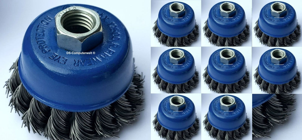  [AUSTRALIA] - 8 cup brushes Ø 65 mm knotted sanding brush M14 x 2 wire brushes