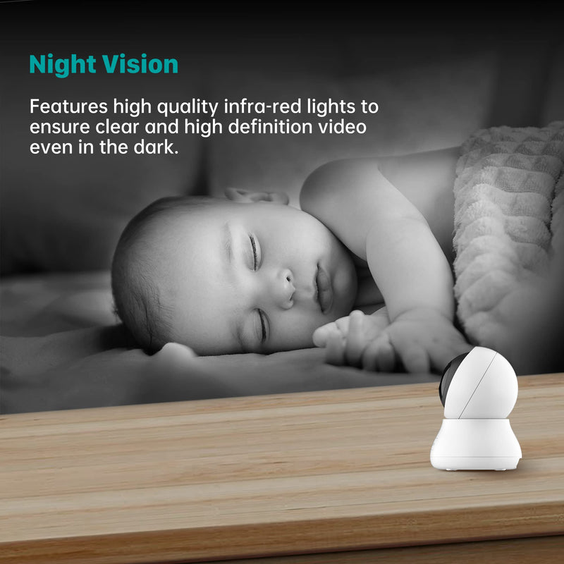  [AUSTRALIA] - Indoor Security Camera 2K, Septekon 360° Pan Tilt Baby Monitor Pet Camera, 2.4GHz Wi-Fi Camera with Night Vision, Motion Detection, 2-Way Audio Siren, Cloud/SD Card, Compatible with Alexa,White 1 Pack White