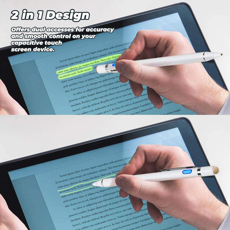 Stylus for Samsung Galaxy Tab A 10.1/10.5/8 Inch 2019 Pencil, EVACH Rechargeable Digital Pencil with 1.5mm Ultra Fine Tip Stylist Pens for Samsung Galaxy Tab A 10.1/10.5/8 Inch 2019,, White - LeoForward Australia