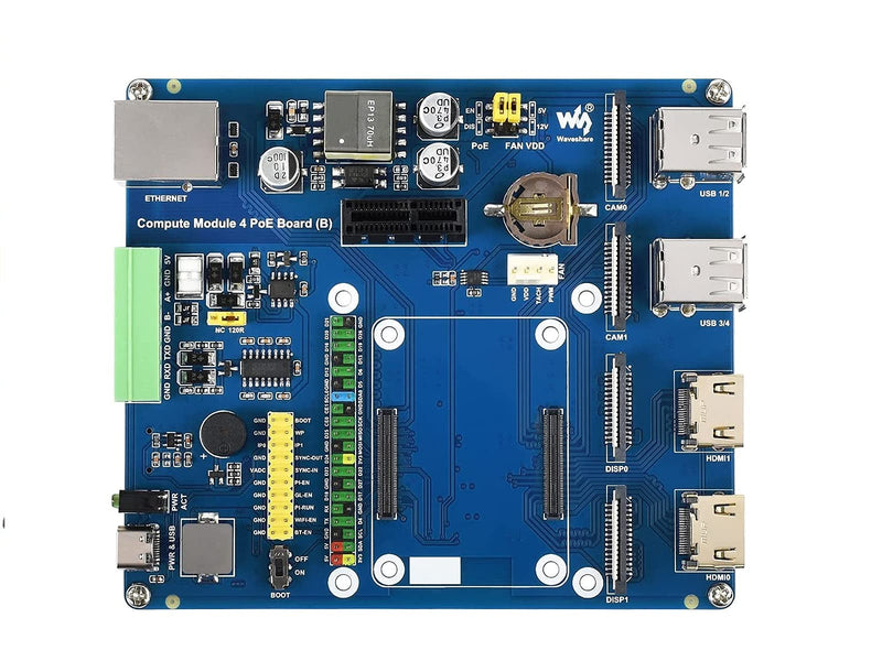  [AUSTRALIA] - Compute Module 4 IO Board B with PoE Feature for All Raspberry Pi Compute Module 4,Integrates 802.3af-Compliant PoE Circuit,4X USB2.0,2X MIPI DSI Display/CSI-2 Camera Connectors,1x40PIN GPIO
