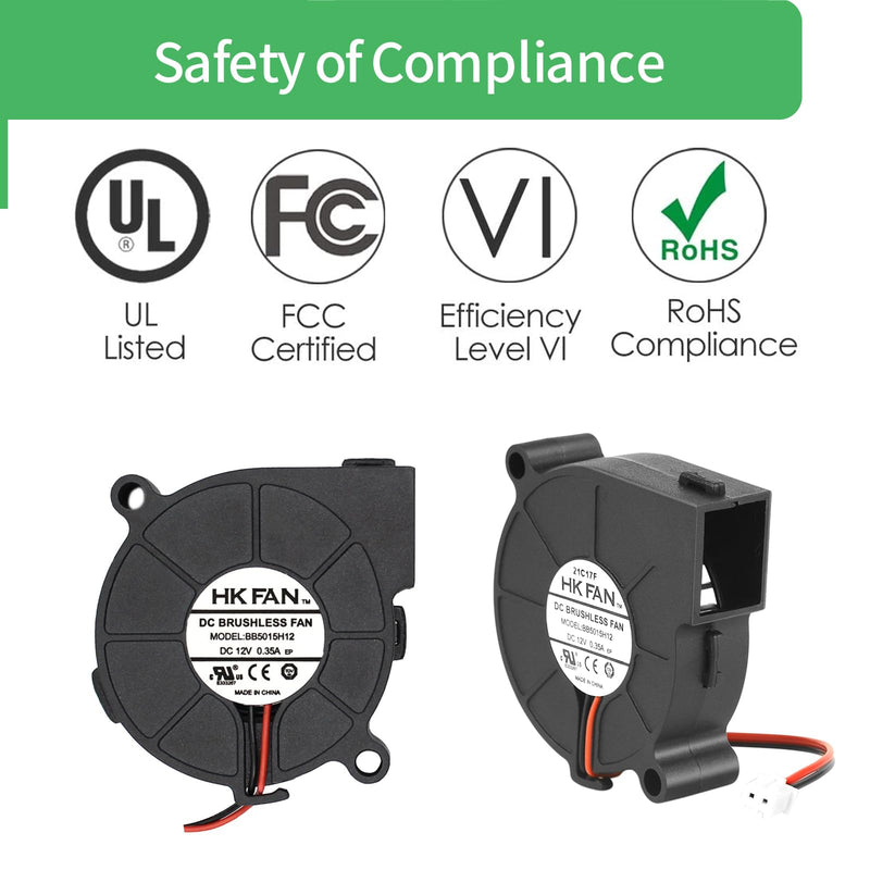  [AUSTRALIA] - Security-01 50mm x 15mm 5015 Blower Fan, DC 12V Ball Bearing Brushless Fan, 2-Pin