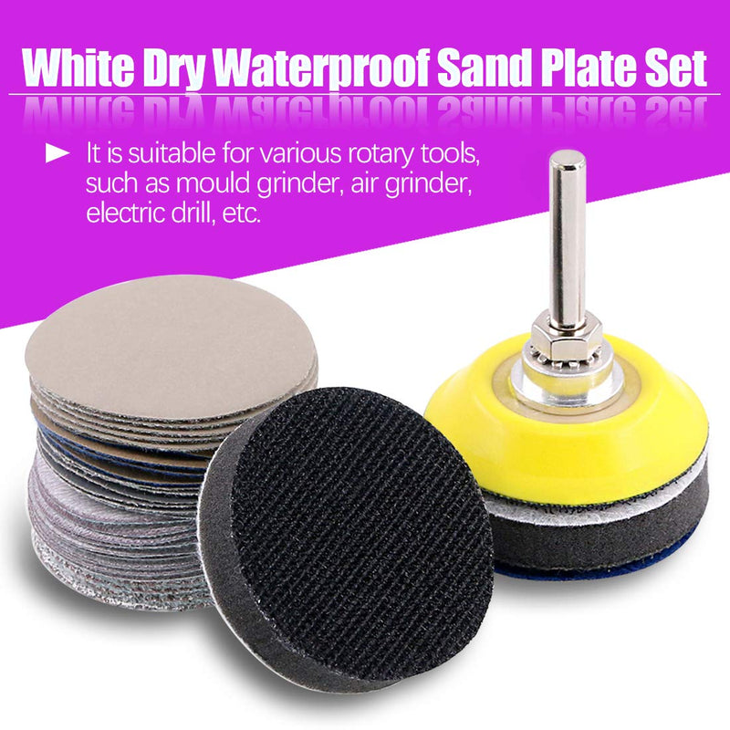  [AUSTRALIA] - Swpeet 33Pcs 2 Inch 60 320 800 2500 4000 7000 Grit White Dry and Waterproof Hook Loop Sanding Discs with 2" Sanding Pad 1/4 inch Shank and Soft Foam-Backed Interface Buffer Pad