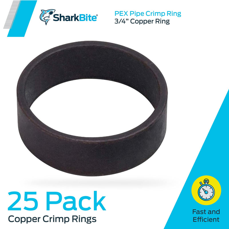 SharkBite Available PEX Pipe Crimp Ring 3/4 Inch, Plumbing Fittings, Pack of 25, 23103CP25, 3/4-Inch, 25 - LeoForward Australia