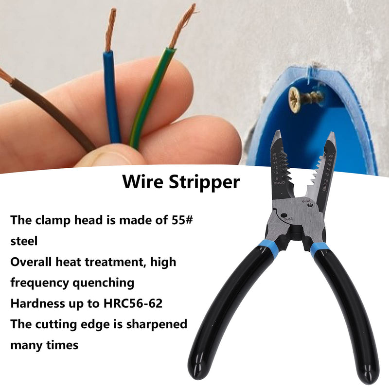  [AUSTRALIA] - 55# Steel Wire Stripper with Broken Wire Holes Multi Tool Needle Nose Wires Pliers Stripper Pointed Mouth Metric