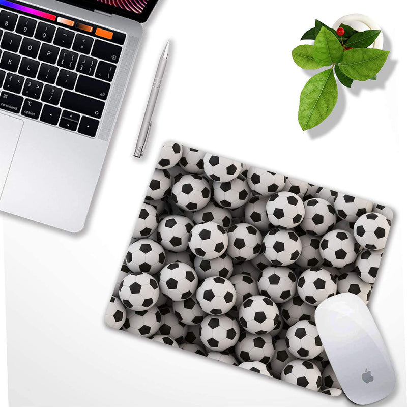  [AUSTRALIA] - TianChen Mouse Pad, Soccer Themed Pattern ,Standard Size Rectangle Non-Slip Rubber Mousepad, Black and White Football art-14