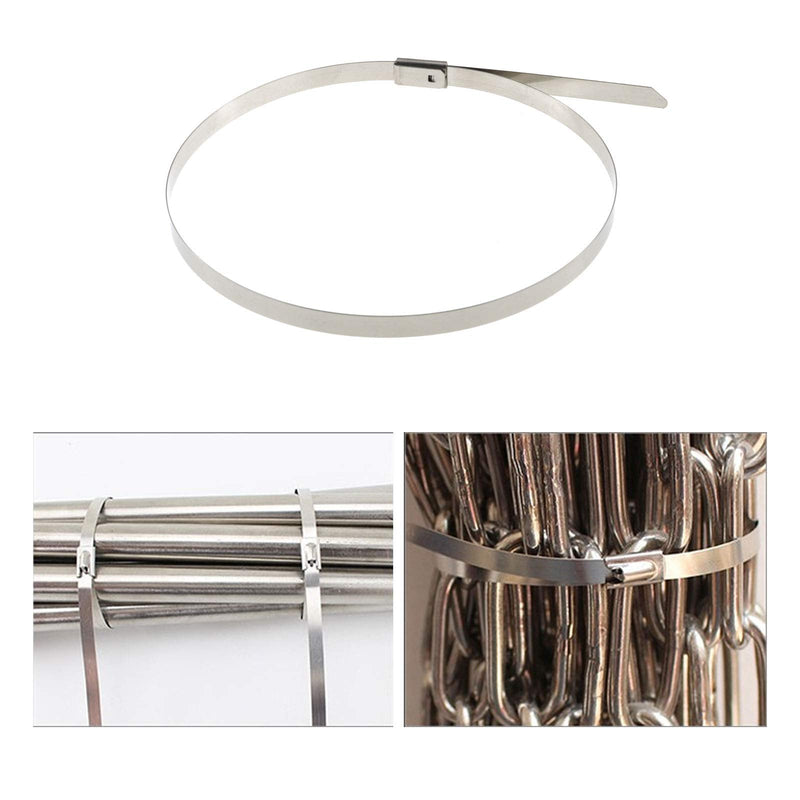  [AUSTRALIA] - E-outstanding 100Pcs Stainless Steel Cable Ties, Self-Locking Cable Zip Ties High Loop Tensile Strength Durability, 15.8 Inches/40cm