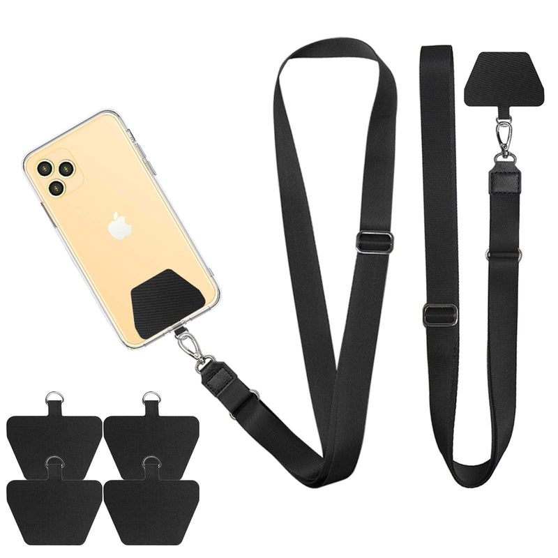 [AUSTRALIA] - Doormoon Phone Lanyard, Universal Adjustable Neck Straps for Phone Case Keys ID Badges Compatible for iPhone 14 Pro Max, Samsung, Motorola, LG & Most Smartphones, 2 Pack,Black Black Black Black