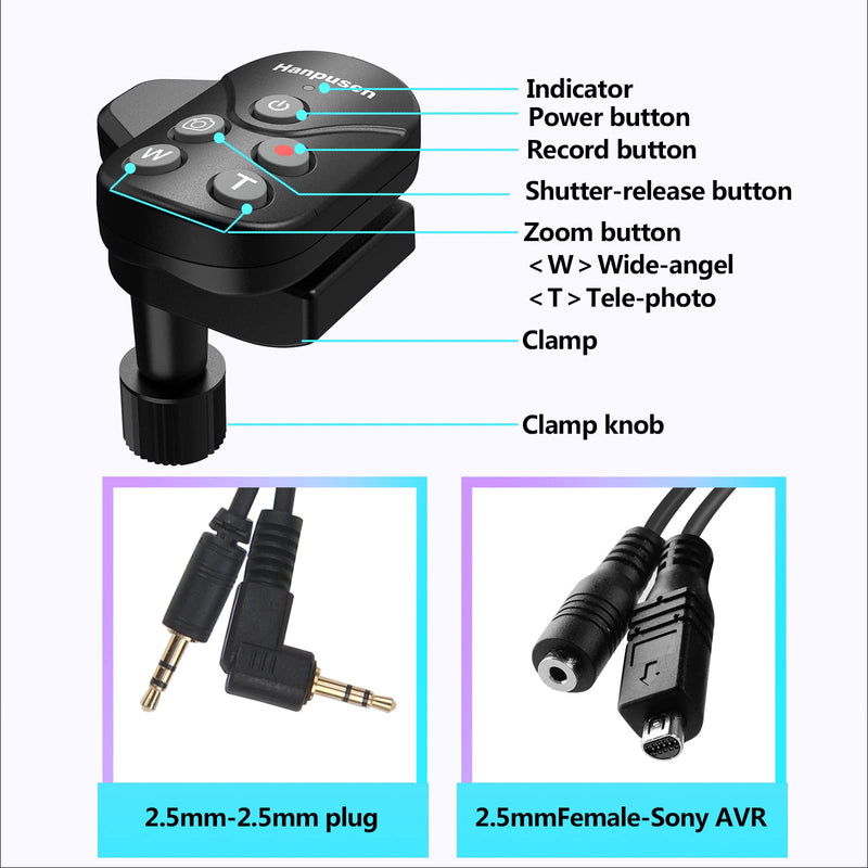  [AUSTRALIA] - Camcorder Remote Control Zoom Controller Compatible with LANC or Remote Jack (2.5 mm) for Canon XA50 XA55 XA40 XF405 G60 G50 G40 G30 G26 G21 G30 G20 Camcorder/Sony NX80, NX3, NX100, NX200