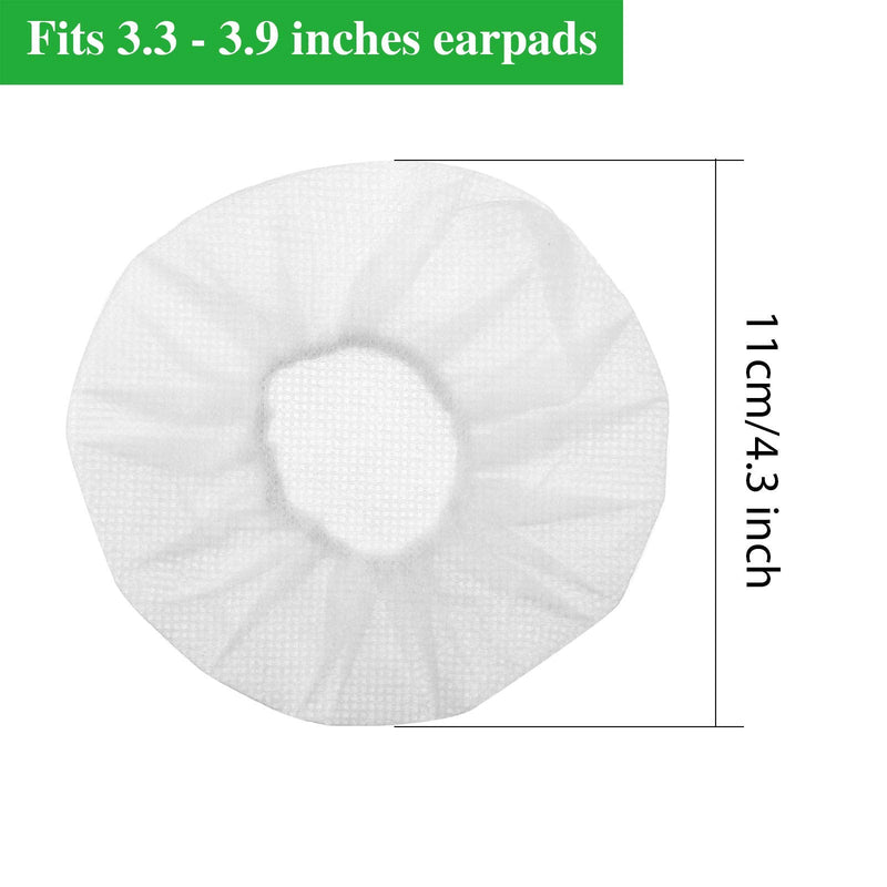  [AUSTRALIA] - 200 Pieces Disposable Headphone Covers Sanitary Headphone Ear Covers Non Woven Earpad Covers Headphone Covers for Most On Ear Headphones with 8.5 to 10 cm Earpads (L, 11 cm/ 4.3 Inch) L, 11 cm/ 4.3 Inch White