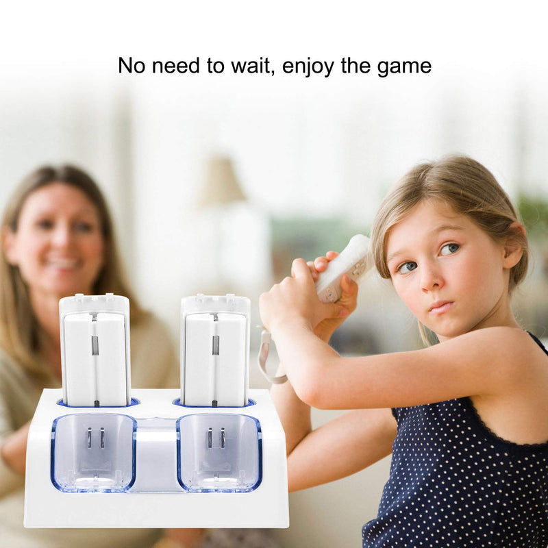  [AUSTRALIA] - 4 Ports Charging Station for Wii Remotes, TechKen Controller Charger Dock Station with 4 Bonus 2800mAh Rechargeable Batteries (Updated Version) white, 4 charging ports