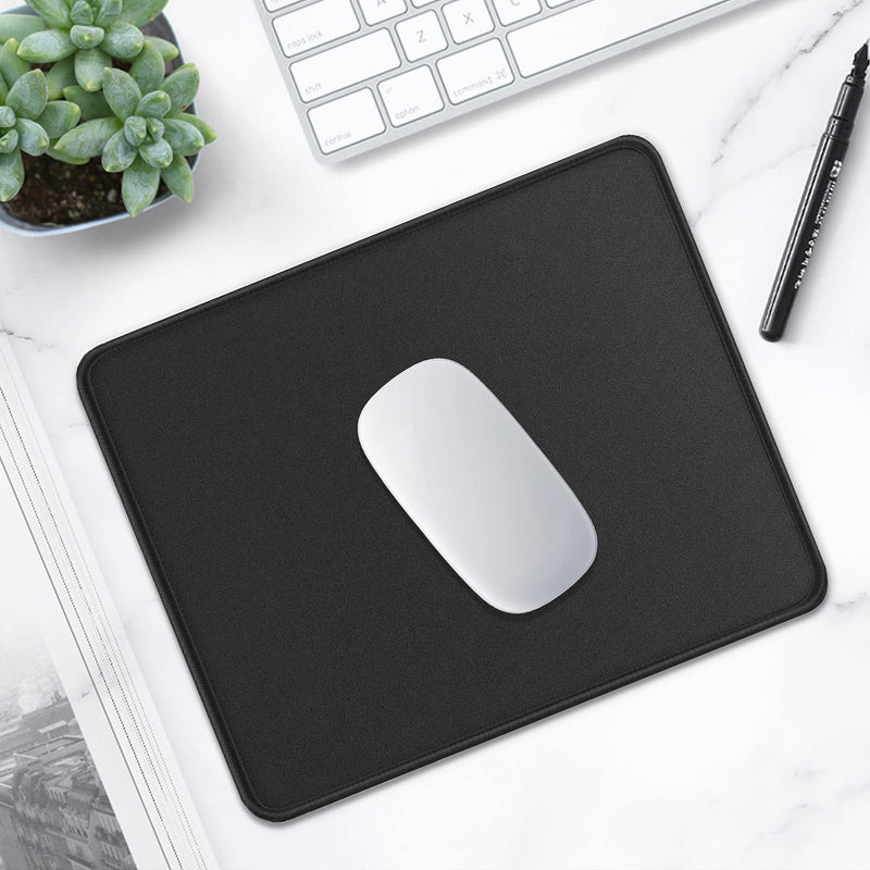  [AUSTRALIA] - Hsurbtra Mouse Pad, Premium-Textured Square Mousepad 10.2 x 8.3 Inch, Stitched Edge Anti-Slip Waterproof Rubber Mouse Mat, Pretty Cute Mouse Pad for Office Gaming Laptop Women Kids Jet Black