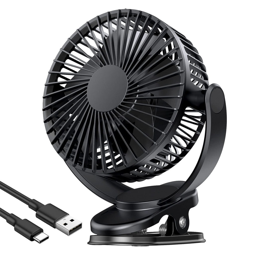  [AUSTRALIA] - ATEngeus USB Fan, Rechargeable Portable Fan, Clip on Fan, Battery Operated Fan, 3 Speeds, 5000mAh USB Desk Fan, 720°Rotation, Sturdy Clamp for home, Camping, Treadmill and car TF-28D
