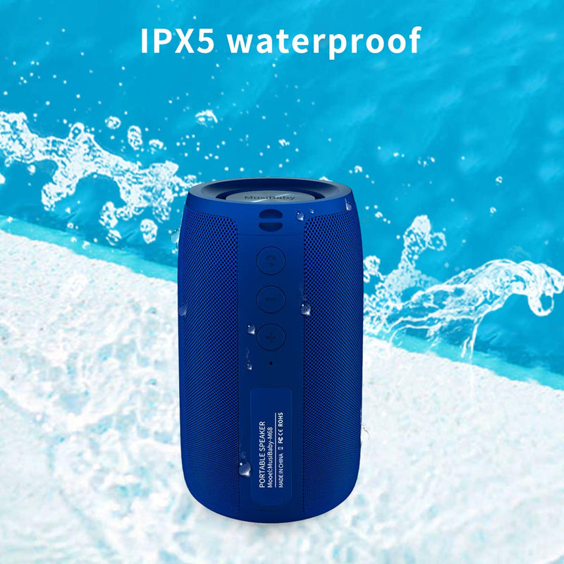  [AUSTRALIA] - Bluetooth Speaker,MusiBaby Speaker,Outdoor Portable,Waterproof,Wireless Speakers,Dual Pairing,Bluetooth 5.0,Loud Stereo Booming Bass,1500 Mins Playtime for Home&Party (Blue)