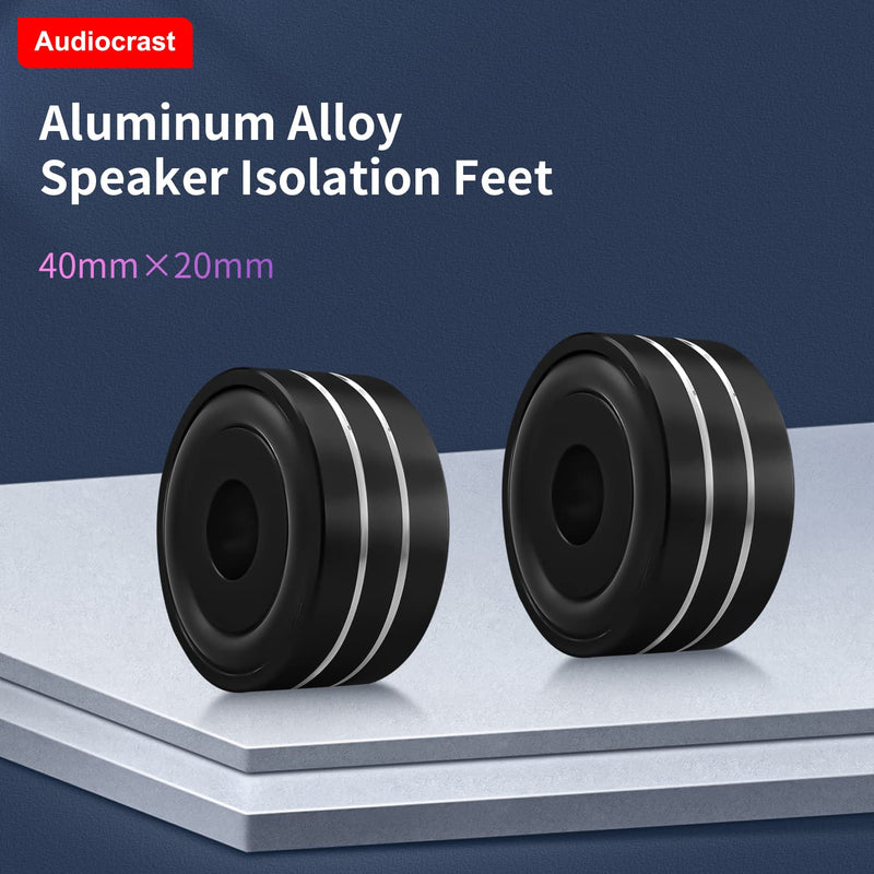  [AUSTRALIA] - Audiocrast 4X Black HiFi Speaker Isolation Stand Feet Pad Aluminum 40x20mm Audio Isolators Amplifier Shock Absorber Non-Slip Hi-End Vibration Damper Floor Protector for Subwoofer DAC CD Turntable Amp