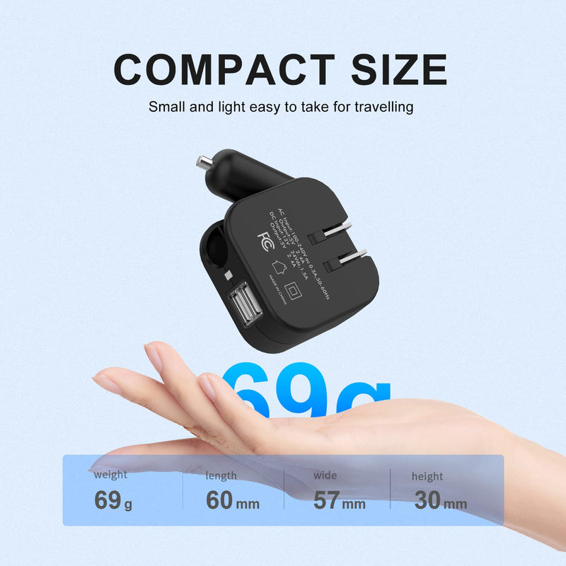  [AUSTRALIA] - USB Wall Car Charger Combo, 2.1A 2 in 1 Dual Port USB Car Travel Charger Adapter Foldable Plug Compatible iPhone 13 12 11 Pro Max XS 8 7 6 Plus iPad Samsung Galaxy S21 S20 S10 S9 HTC LG Pixel Kindle
