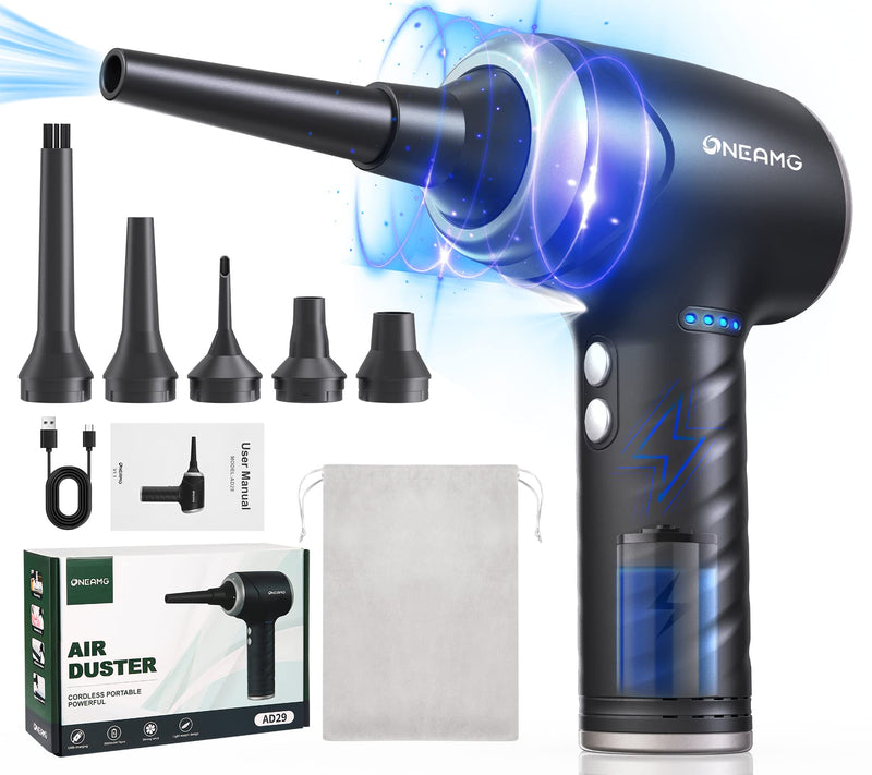  [AUSTRALIA] - 【Upgrade】Compressed Air Duster -160000RPM, Electric air Duster 3 Gear Adjustable, Compressed Air Blower Rechargeable Dust Remover with LED Light, Cordless air Blower for Computer Keyboard Cleaner Kit