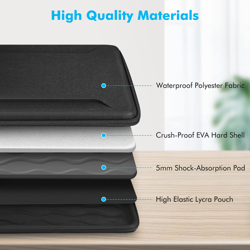  [AUSTRALIA] - Fintie 13-14 Inch Laptop Sleeve Case for MacBook Pro 14 A2442, MacBook Air 13.6 A2681, MacBook Air 13, MacBook Pro 13, iPad Pro 12.9 - Shockproof EVA Carrying Bag for Up to 14" Laptop Tablet, Black 13.3 Inch