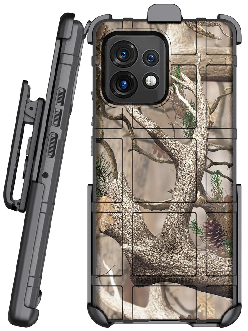  [AUSTRALIA] - Case with Clip for Motorola Edge Plus (2023), Nakedcellphone Special Ops [Outdoor Camouflage] Tactical Rugged Shield Cover and [Rotating Ratchet] Belt Clip Holster for Moto X40 Edge+ 5G - Camo Design