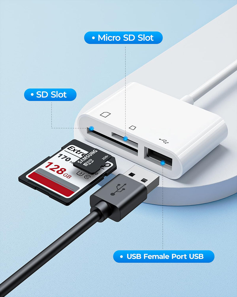  [AUSTRALIA] - USB C to Micro SD TF Memory Card Reader, 3-in-1 USB C Card Read Compatible with iPad Pro, MacBook Pro/Air, Chromebook, USB Camera Card Reader Adapter for XPS, Galaxy S10/S9 and More USB C Devices