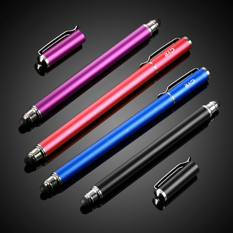 Bargains Depot 2 in 1 Capacitive Stylus(4 pcs) (1Black/Blue/Purple/Red) 1Black/Blue/Purple/Red - LeoForward Australia