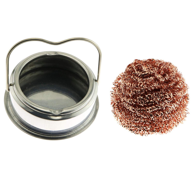  [AUSTRALIA] - Ruiling 1pc Solder Iron Tip Clean Ball Holder, Brass Wire Cleaner Sponge Ball Heat with Resistant Stainless Steel Case Need No Water