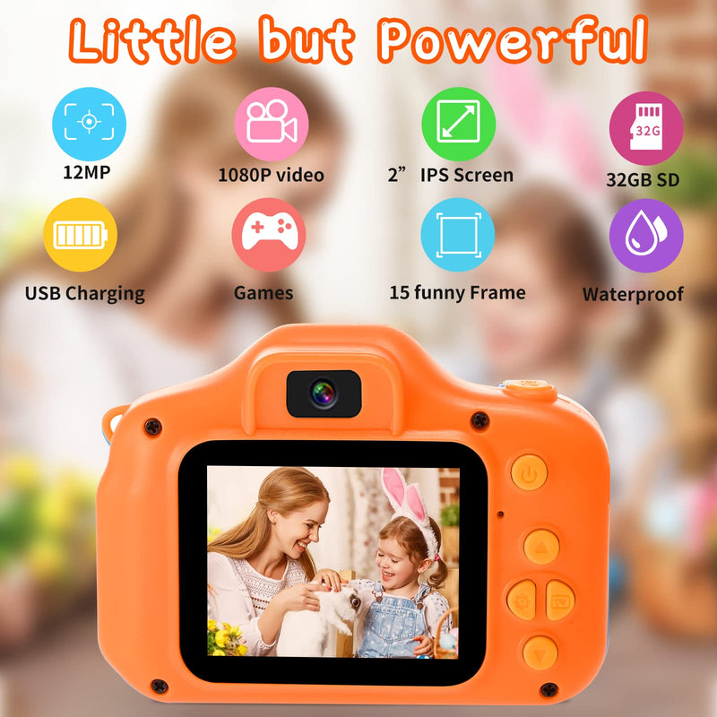  [AUSTRALIA] - YTETCN Kids Waterproof Camera for Girls & Boys Age 3-8, Underwater Camera for Kids with 32 GB SD Card, 1080P HD Video Camera for Todder, Birthday & Christmas Gifts for 3 4 5 6 7 8 Years Old (Orange) Orange