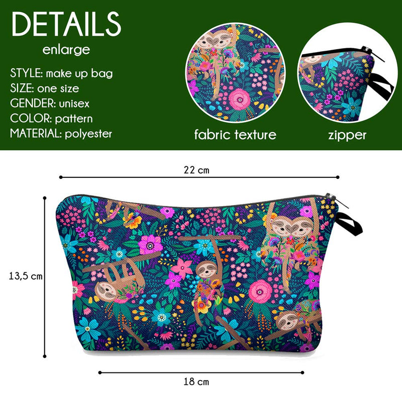 Sloth Cosmetic Bag,Water-resistant Toiletry Organizer Small 3D Printing Makeup bag Sloth Gifts Purse for Women Adorable Roomy Fun Travel Handbag Sloth - 01 - LeoForward Australia