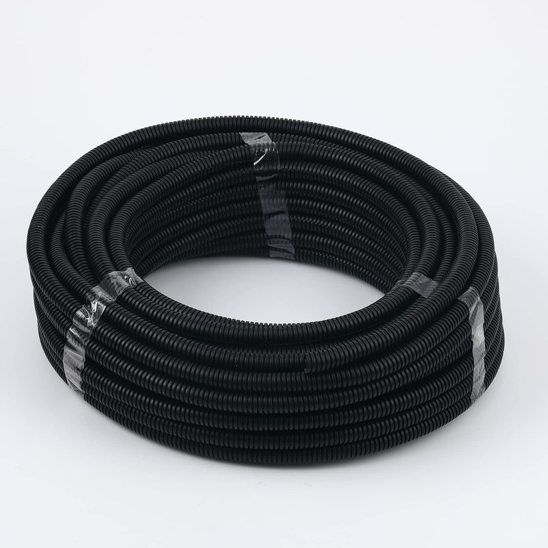  [AUSTRALIA] - 65 ft x 1/2 Inch Split Wire Loom Tubing Cable Sleeves Wire Covers Cord Protectors Covers for Pets Wire Loom Tubing Electrical Cord Cover Wire Conduit Dog Cat Cord Protector, Black