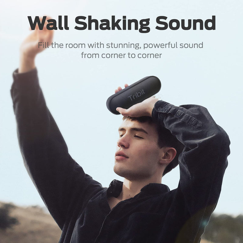  [AUSTRALIA] - Tribit Bluetooth Speaker, XSound Go Speaker with 16W Loud Sound & Deeper Bass, 24H Playtime, IPX7 Waterproof, Bluetooth 5.0 TWS Pairing Portable Wireless Speaker for Home, Outdoor (Upgraded) Black