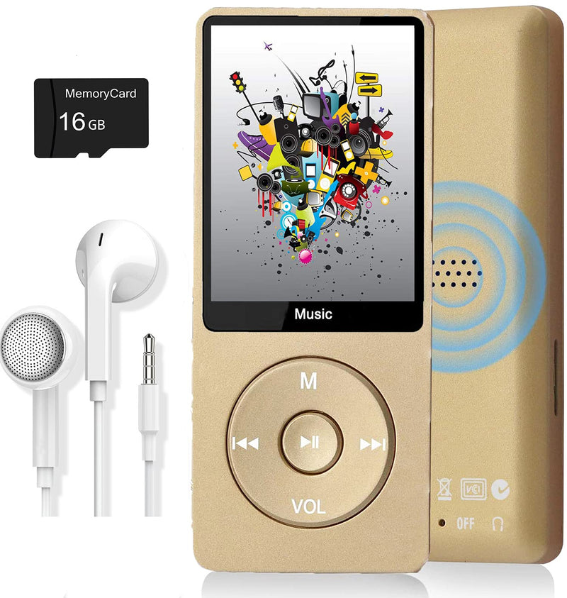  [AUSTRALIA] - MP3 Player, Music Player with 16GB Micro SD Card, Build-in Speaker/Photo/Video Play/FM Radio/Voice Recorder/E-Book Reader, Supports up to 128GB Brown