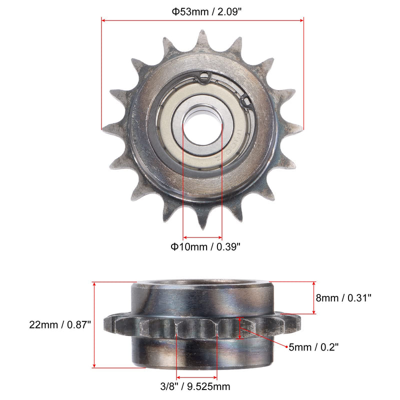  [AUSTRALIA] - uxcell #35 Chain Idler Sprocket, 10mm Bore 3/8" Pitch 16 Tooth Tensioner, Black Oxide Finish C45 Carbon Steel with Insert Double Bearing for ISO 06B Chains