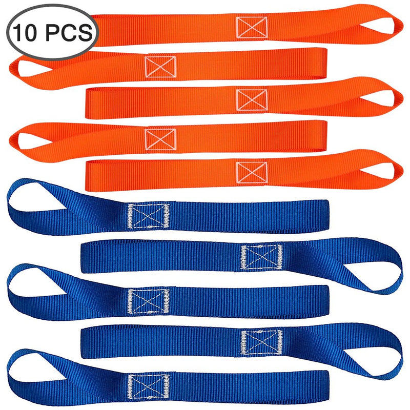  [AUSTRALIA] - FineGood 10 Pcs Soft Loop Tie Down Straps, 1,500lb Load Capacity 4,500lb Breaking Strength Belts for Secure and Confident Trailering of Motorcycle Dirt Bike ATV UTV - Black, Orange